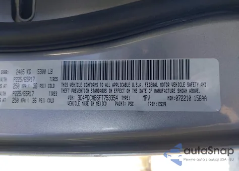 2015 Dodge Journey Se из США, поврежденный, VIN 3C4PDCAB6FT753354